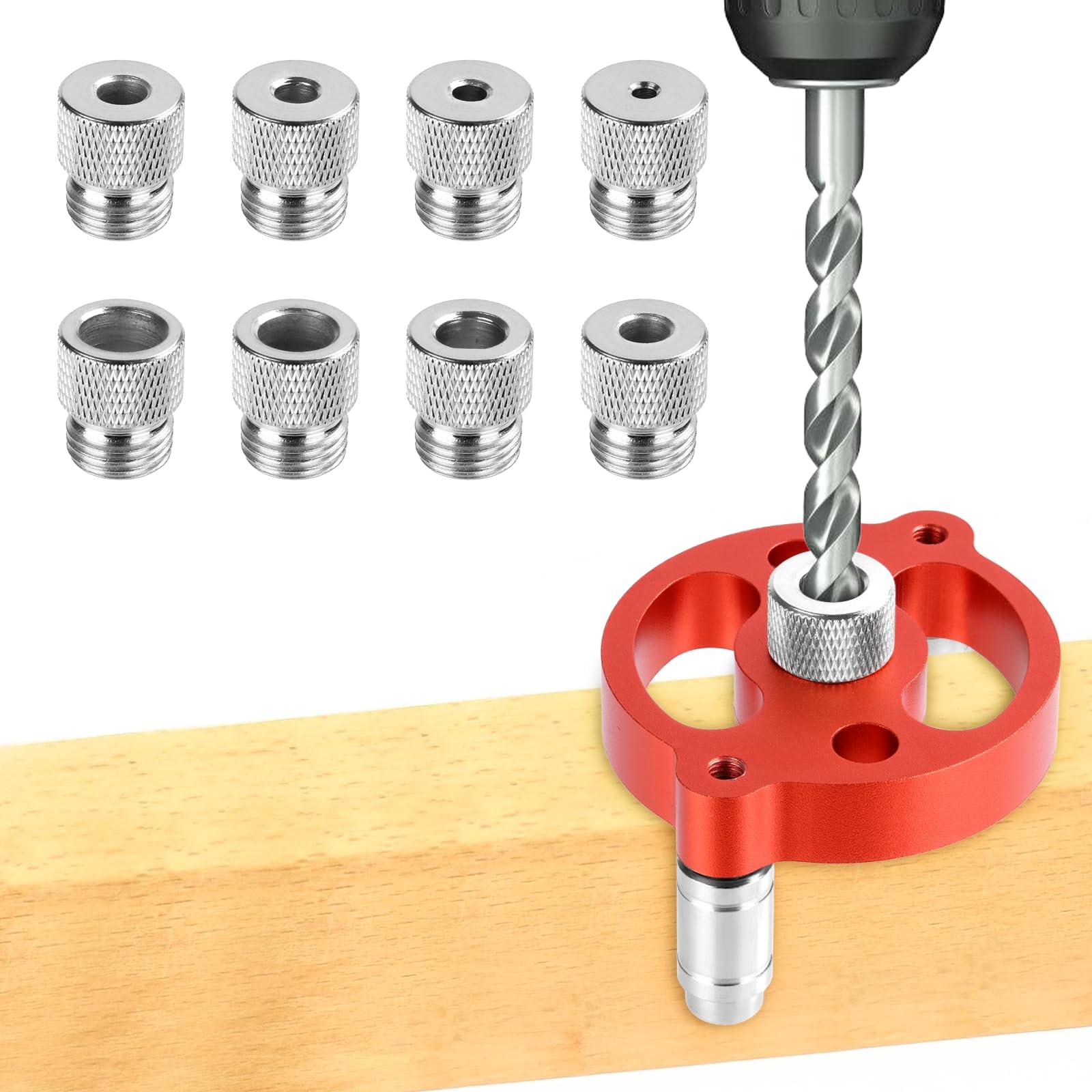 Flintronic Ayuda de Perforación para Carpintería, Buscador de Centros de Orificios, Localizador de Perforaciones, con Casquillos de Perfora-ción de 3/4/5/6/7/8/9/10 mm, para Hogar Carpintería DIY