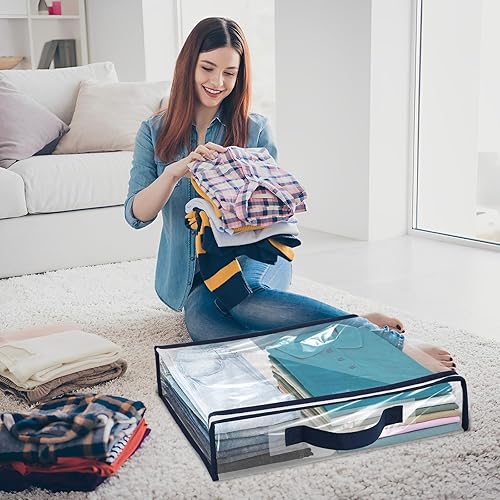 Miniatura 7 de Paquete de 12 organizadores y almacenamiento de sábanas, contenedores plegables de plástico para mantas, mantas, ropa y ropa de cama, transpirables