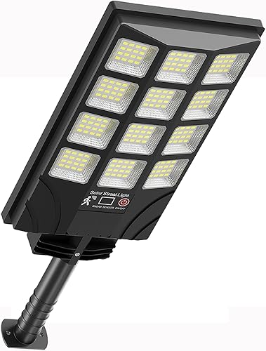Miniatura 9 de Luces solares de calle para exteriores con sensor de movimiento, luz LED solar de inundación del atardecer al amanecer de 6500K, luz de seguridad