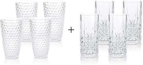 BELLAFORTE Laguna Beach - Vaso alto transparente + Myrtle Beach, vaso alto de Tritan inastillable, apto para lavavajillas, sin BPA