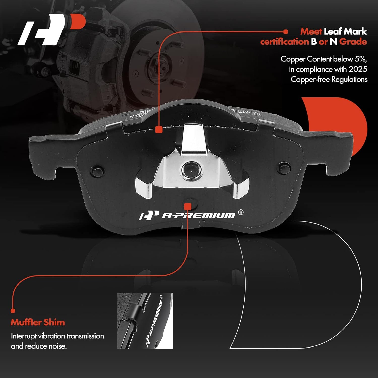 A-Premium 11.26 inch (286mm) Front Drilled and Slotted Disc Brake Rotors + Ceramic Pads Kit Compatible with Select Volvo Models - S60 2001-2009, S80 1999-2006, V70 2001-2007, XC70 2003-2007, 6-PC Set