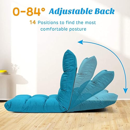 Miniatura 40 de Giantex Sofá ajustable para juegos de piso, acolchado de 14 posiciones, plegable, reclinable perezoso, esponja de alta resistencia, tela de algodón