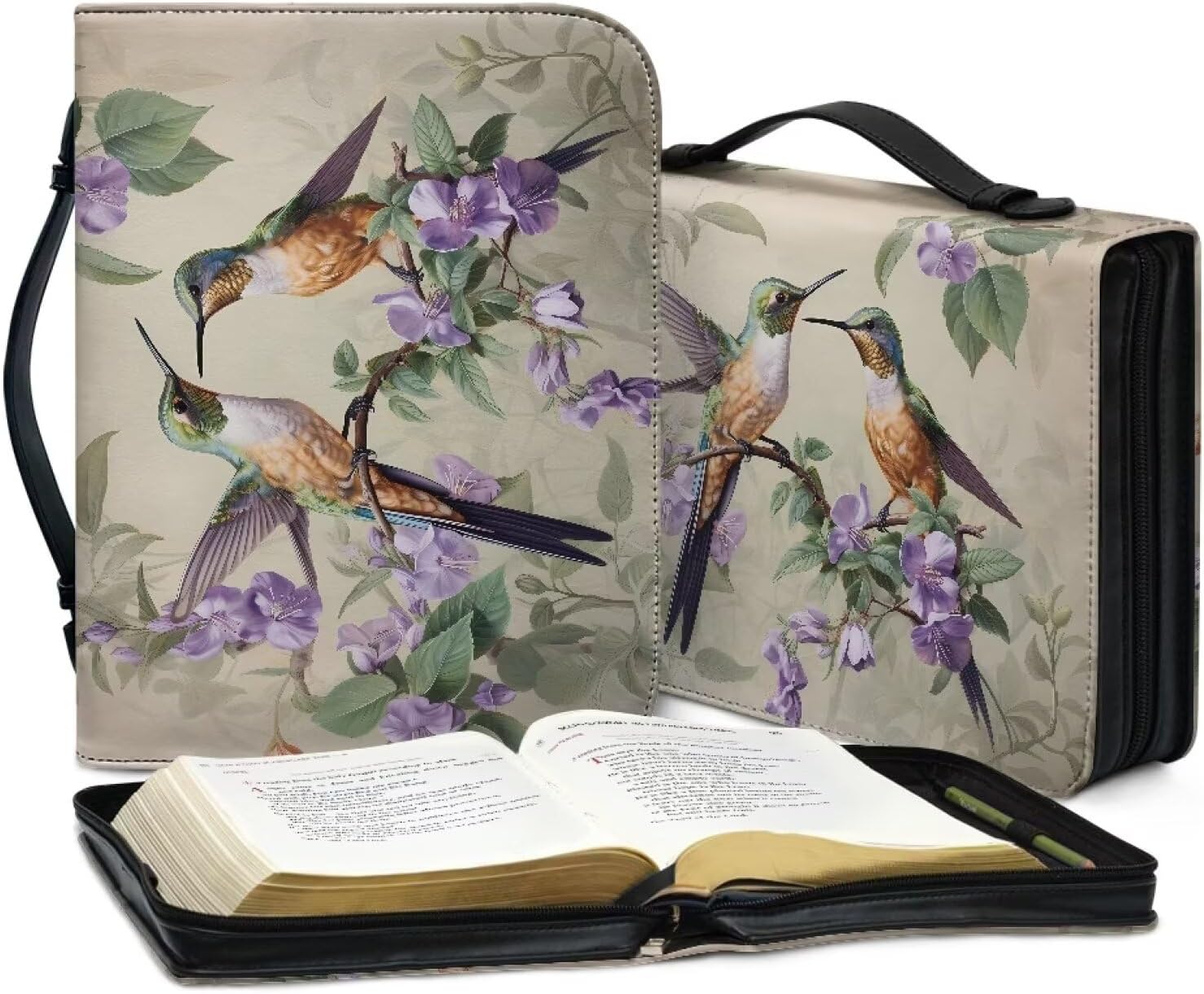 Mumeson Bible Covers for Women Leather Bible Carrying Case Organizer Bag Standard Size Large Capacity Bible Holder
