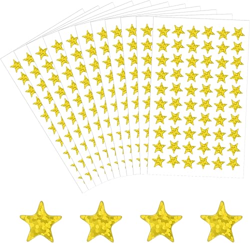 Miniatura 1 de Calcomanías de estrella, calcomanías de estrella doradas, 1200 calcomanías de estrellas pequeñas, calcomanías de estrella de papel de aluminio con