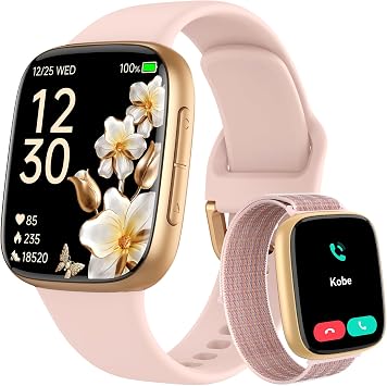 Fitpolo Smart Watch for WomenMake/Answer Call, 1.85" Ultra-HD Display | Fitness Tracker with Heart Rate/Sleep/SpO2 Monitor, 110+ Sports Modes, 3ATM Waterproof Smartwatch for Android/iPhone, 2 Bands