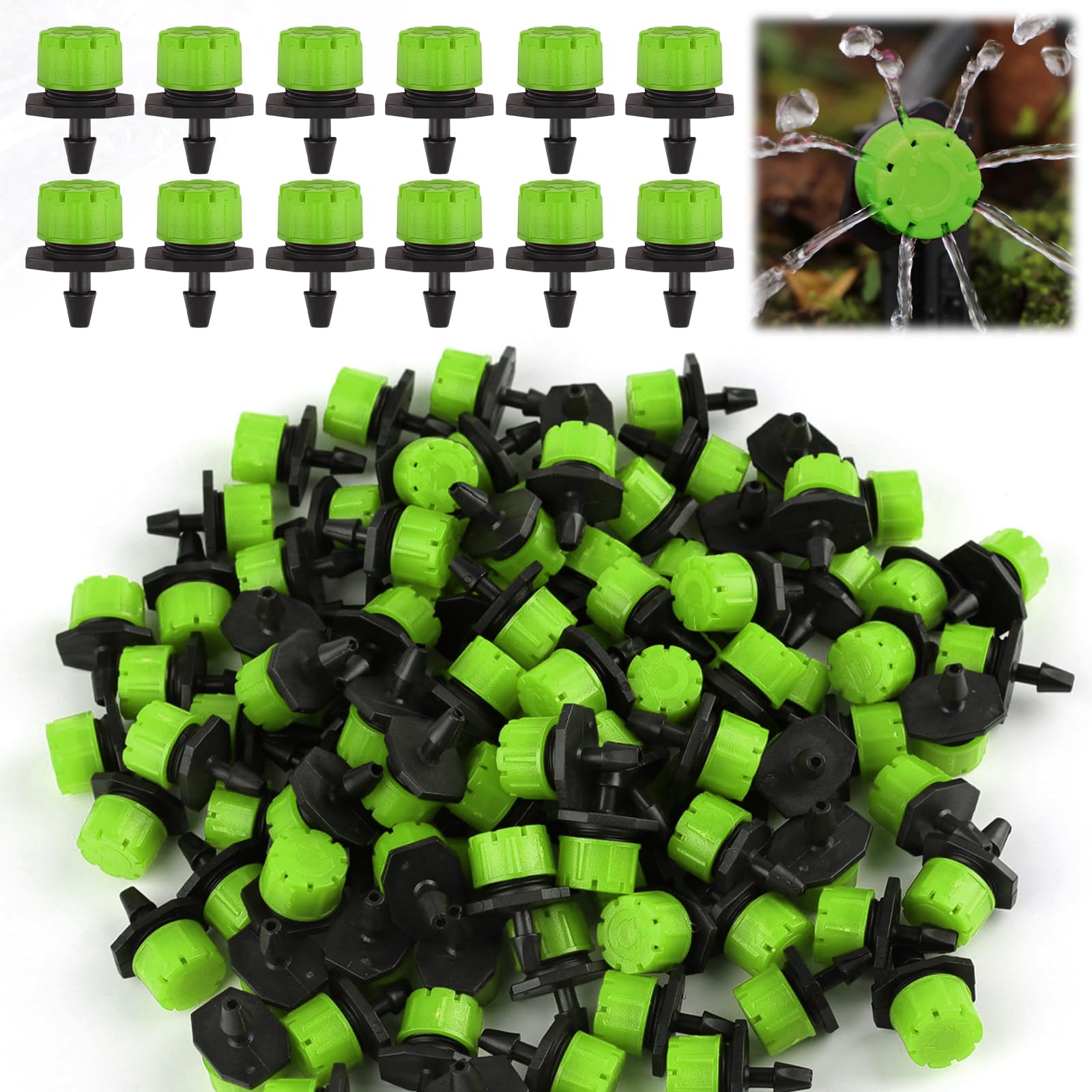 Rolcoassuns 200Pcs 1/4 Inch Adjustable Irrigation Drippers