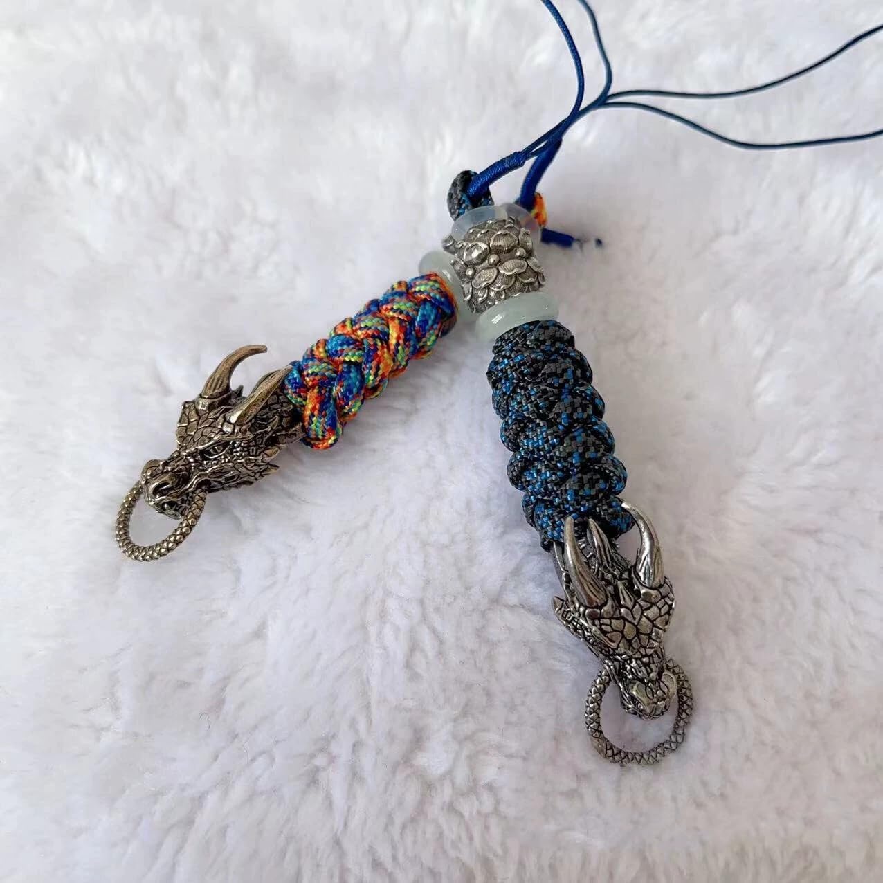 Dragon Head Braided Rope EDC Bead DIY keychain Paracord Keychain Bead,Lanyard Bead,Brass Charms