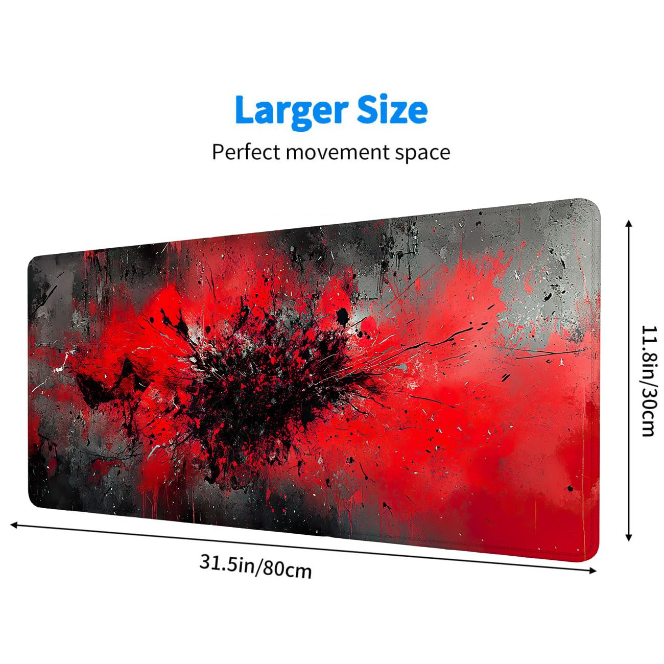 Alfombrilla de ratón grande con diseño de graffiti, color rojo y negro, tamaño XL, alfombrilla de mouse grande extendida para teclado para laptop, alfombrilla de escritorio para juegos, alfombrilla de