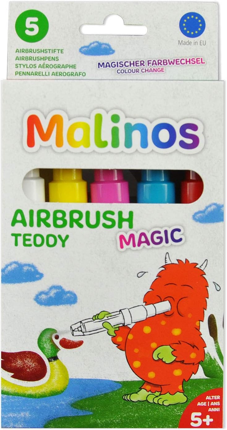 MALINOS 300967 Magic Teddy Set of 5 Including Stencil A6 Airbrush 10 x 20 x 2 cm