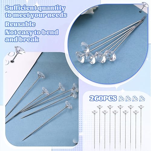 Miniatura 4 de Alfileres de boutonniere para hombre, 260 alfileres de coser, alfileres de ramillete, suministros de arreglos florales, alfileres rectos, alfileres