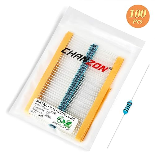 Vista 489 de Chanzon 100pcs 1/4W (0.25W) 33K Ω ohmios Resistencia fija de película metálica 0.01 ±1% Tolerancia 33KR MF Resistencias de orificio pasante