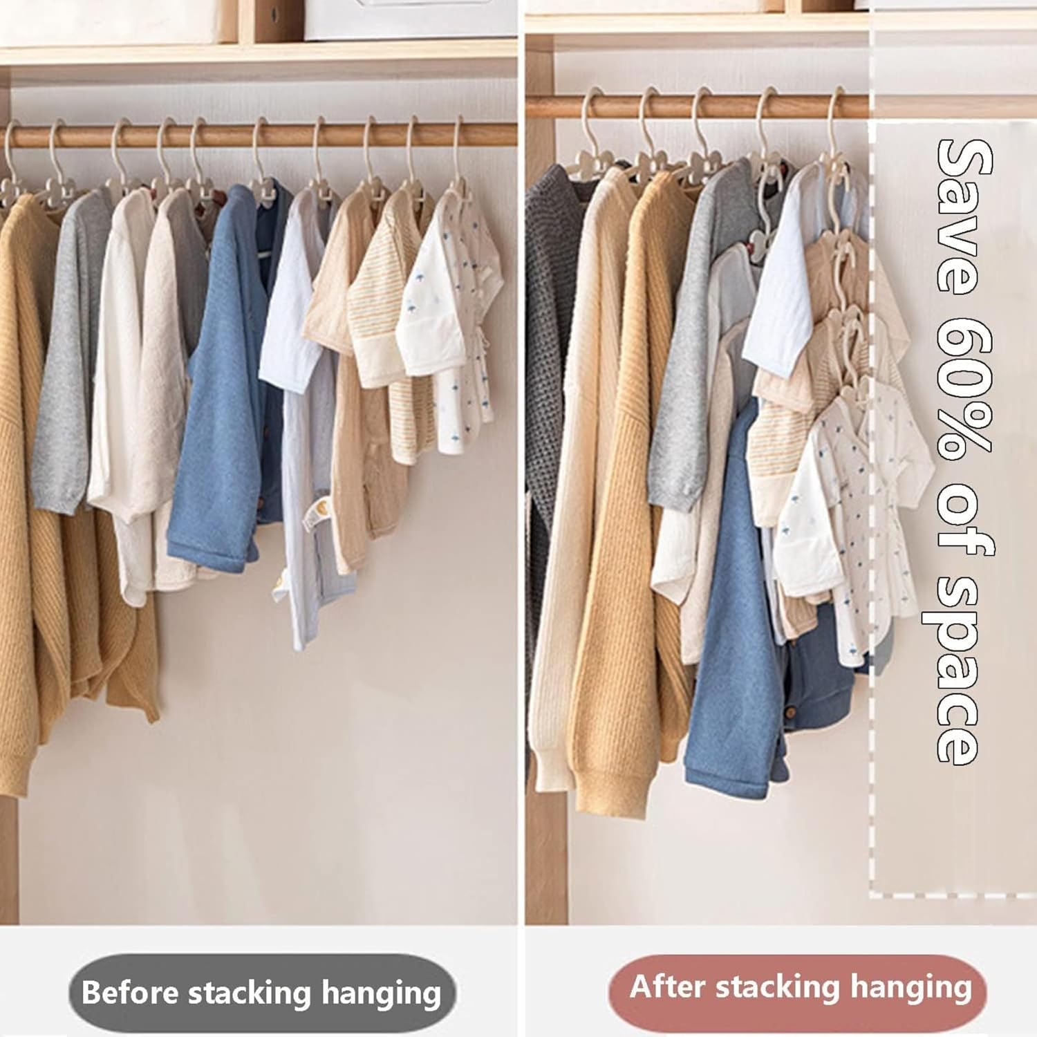 Baby Hangers 30 Pack, 11-14.5" Adjustable Kid Clothes Hangers for Newborn Closet, Plastic Non-Slip Small Infant Hanger for Toddler Pant, Child Coat Percha for Boy Nursery Clothing, Girl Dresses, White