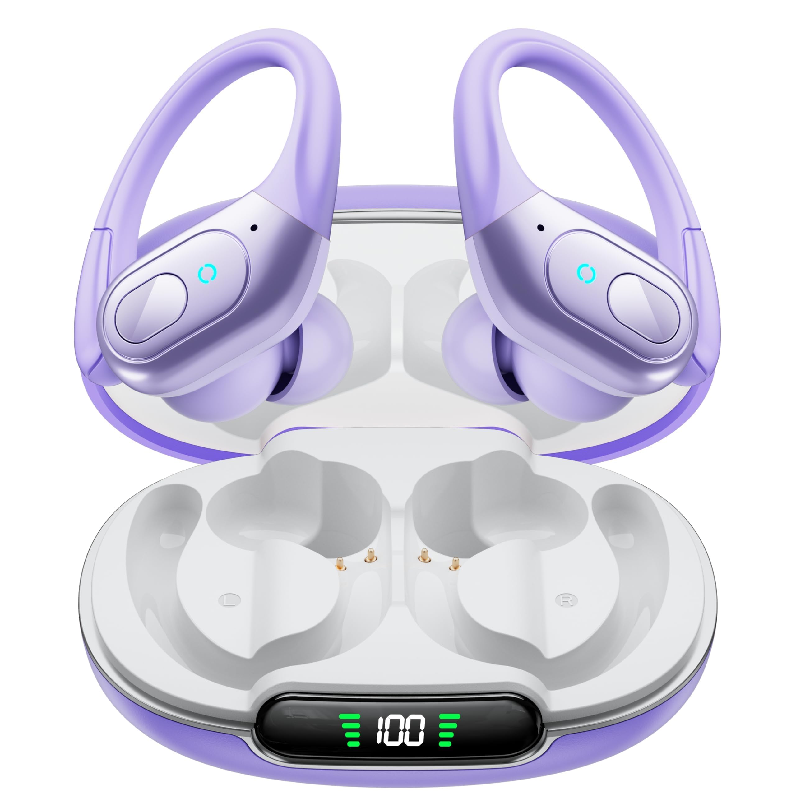 active noise cancelling earbuds wireless bluetooth headphones purple