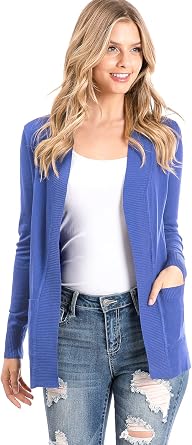 Urban Look Womens Basic Long Sleeve Open Front Comfy Sweater Cardigan