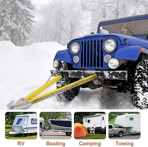Miniatura 5 de Barra de remolque de 5,000 libras de capacidad, acoplador de 2 pulgadas, ancho de apertura de 41 pulgadas, soporte de parachoques con cadenas, RV,