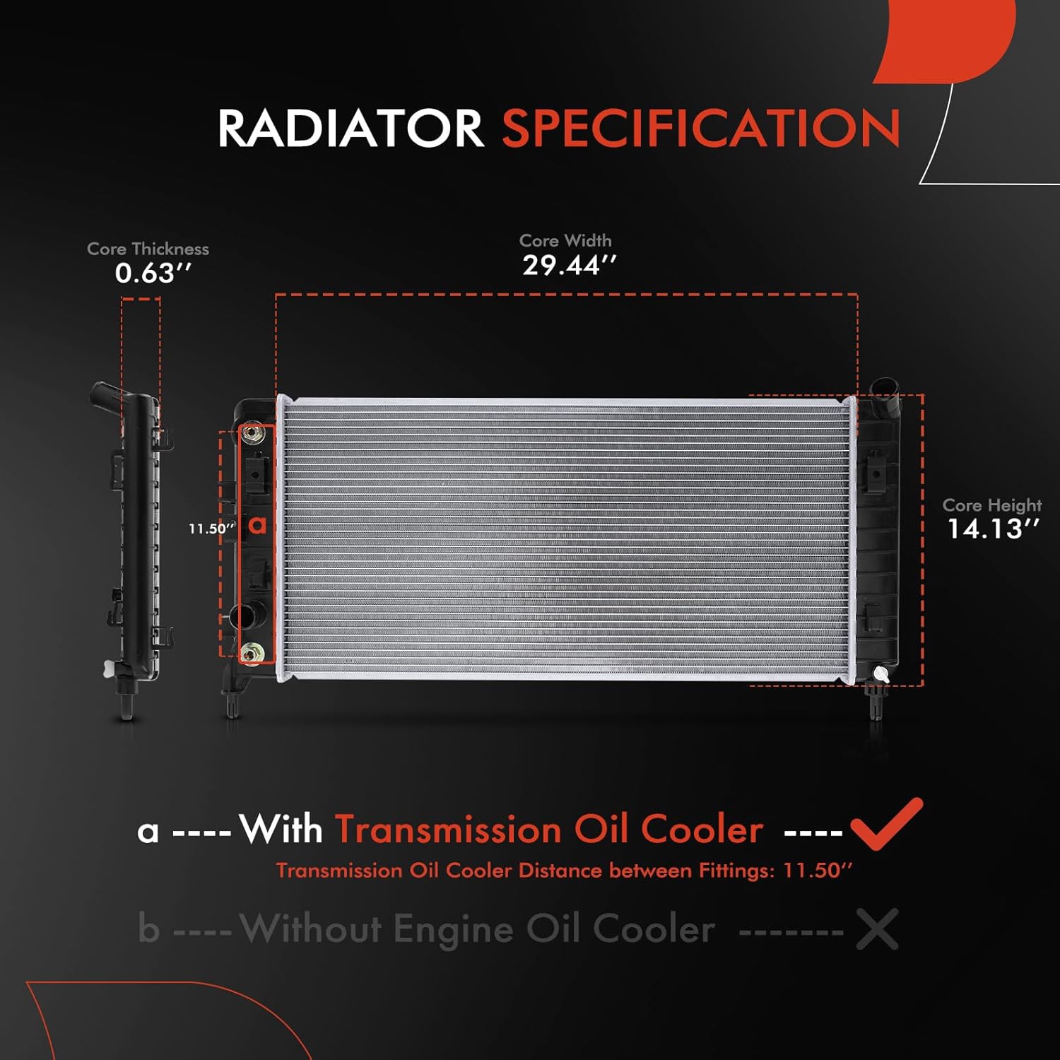 A-Premium Engine Coolant Radiator Assembly with Transmission Oil Cooler Compatible with Chevrolet Impala 2006-2011, Monte Carlo 2006-2007 & Buick LaCrosse, Allure 2005-2008, Automatic Transmission
