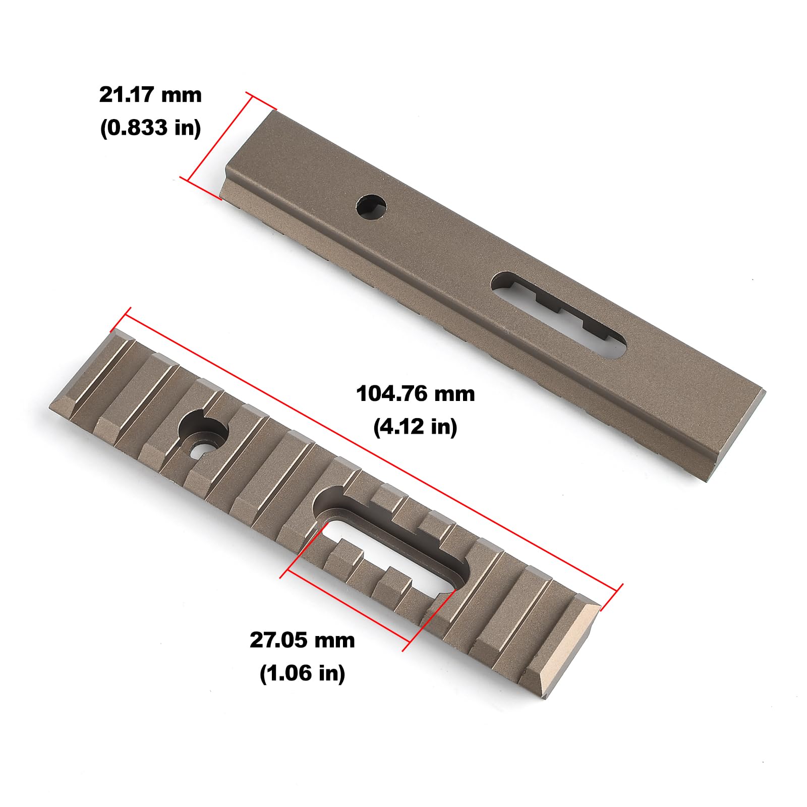 Tattico 3Pcs Picatinny Rail Alluminio Supporto Accessorio Mlok/Keymod Marrone
