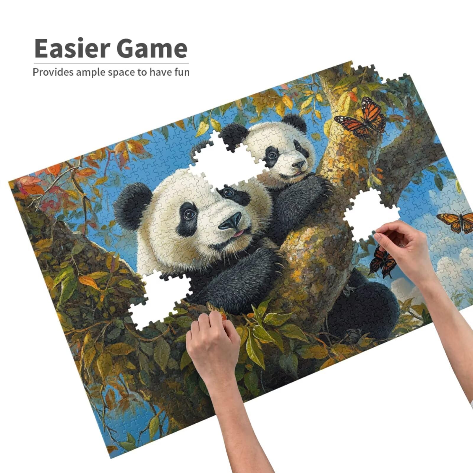 Puzzle ze zwierzętami, 1500 elementów, panda puzzle dla dorosłych, z pudełkiem na prezent, duże drewniane puzzle dla dorosłych, gra zręcznościowa dla całej rodziny, prezenty dla kobiet, dekoracja