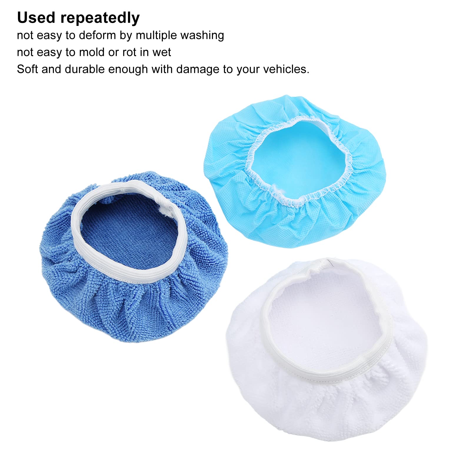 Polishing Bonnet Set, High Elasticity Buffing Pads Waxing Kit for Cars Motorcycles Boats Microfiber Nonwoven Cotton 6in 150mm 24 Pieces