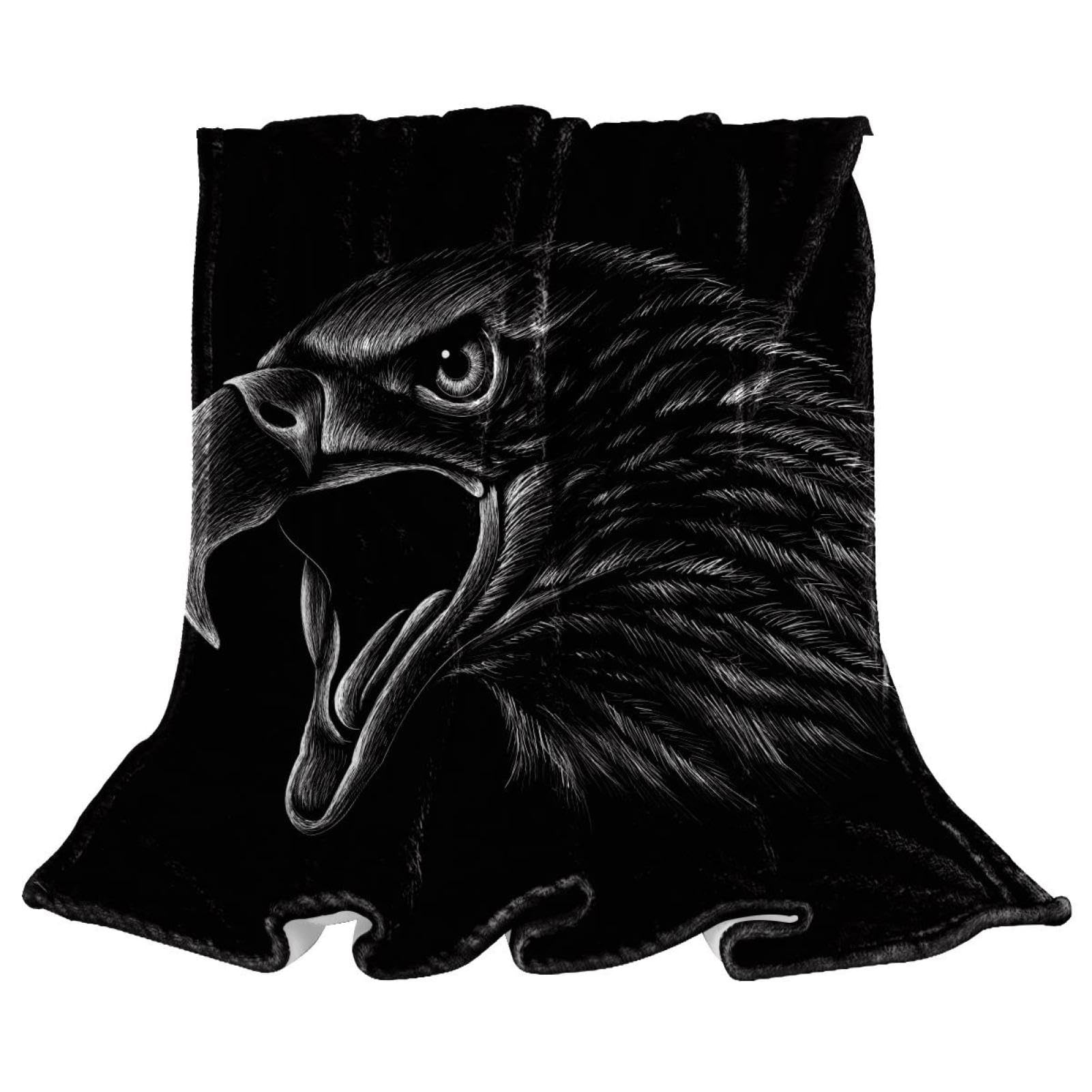 Plaid oiseau noir couverture chaude et douce pour lits et divans