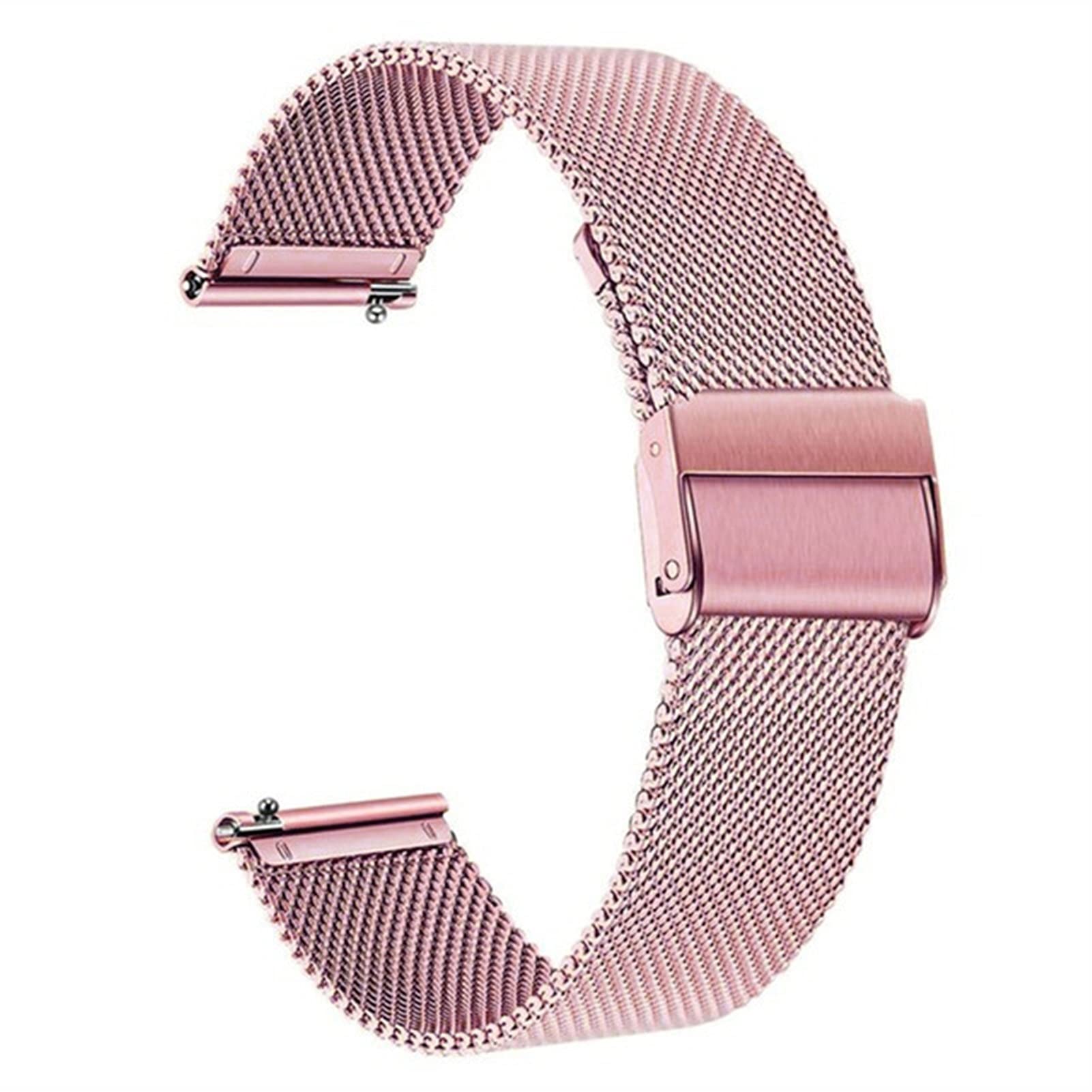 Pasek do zegarka Quick Release Mesh Pleciony metalowy pasek ze stali nierdzewnej dla mężczyzn i kobiet Regulowany 18 mm, 20 mm, 22 mm Bransoletka / 18 mm/różoworóżowy