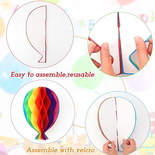 Miniatura 4 de Anwyll Kit de decoración de fiesta de cumpleaños arcoíris para niños, niñas, niños, juego colorido con pancarta de feliz cumpleaños, suministros