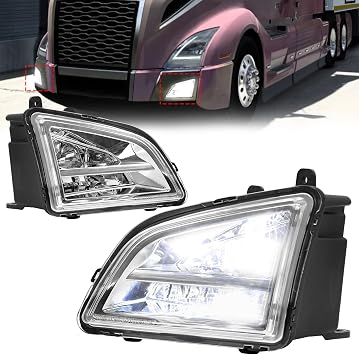 LED Fog lights Pair Fits for 2018 2019 2020 2021 2022 2023 2024 Volvo VNL Fog Lamp Left Driver and Right Passenger Side Clear Lens Replacement 82775828 82775826