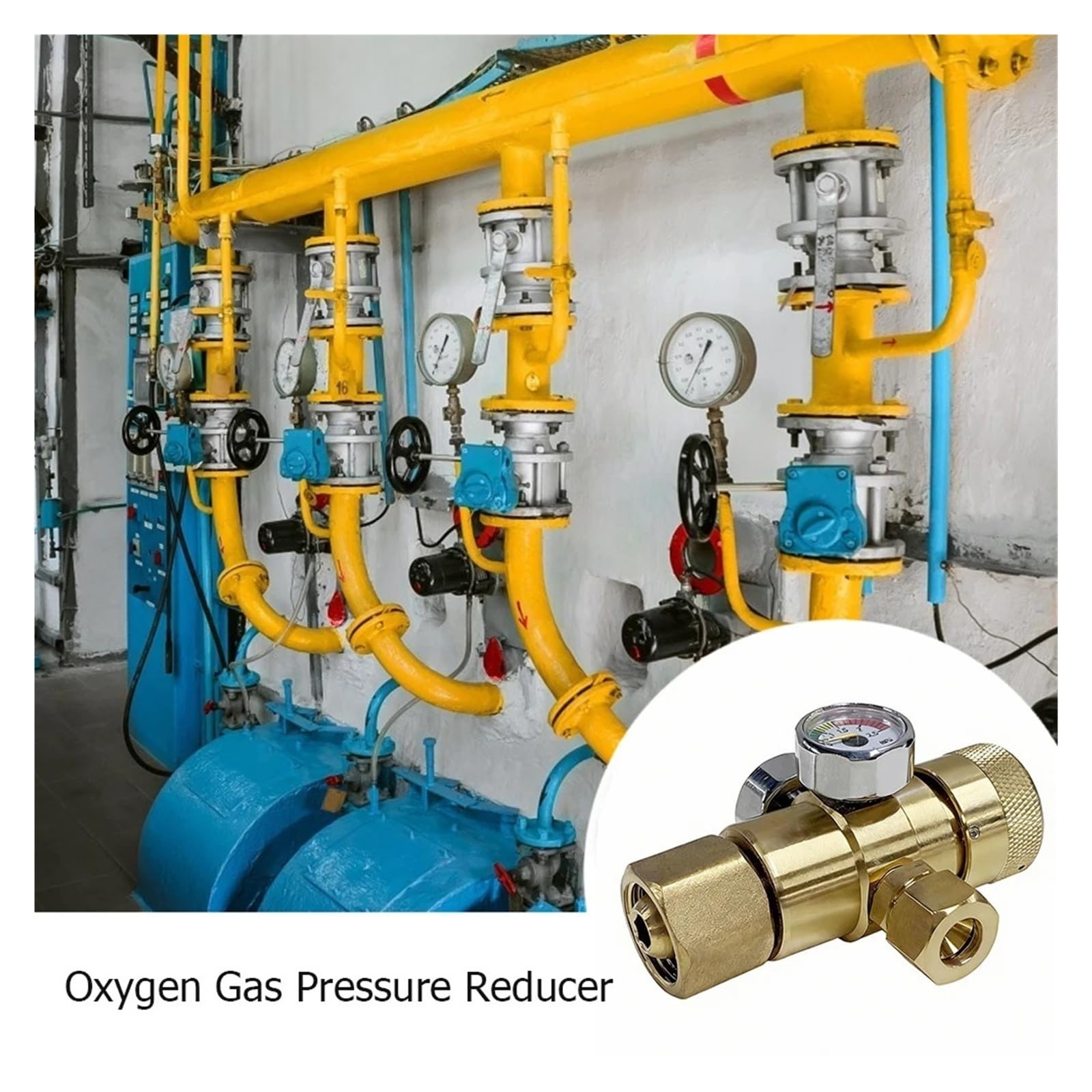 Reductor de presión de Gas oxígeno cobre 0,4-25MPa práctico regulador de flujo de aire medidor herramientas de medición de presión | Valve Flow Regulator