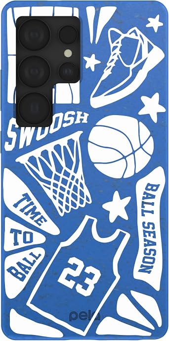Pela | Phone Case Compatible with Samsung Galaxy S25 Ultra | Sports Collection | Supports Wireless Charging | Cute Eco Friendly | Electric Blue Ball Season
