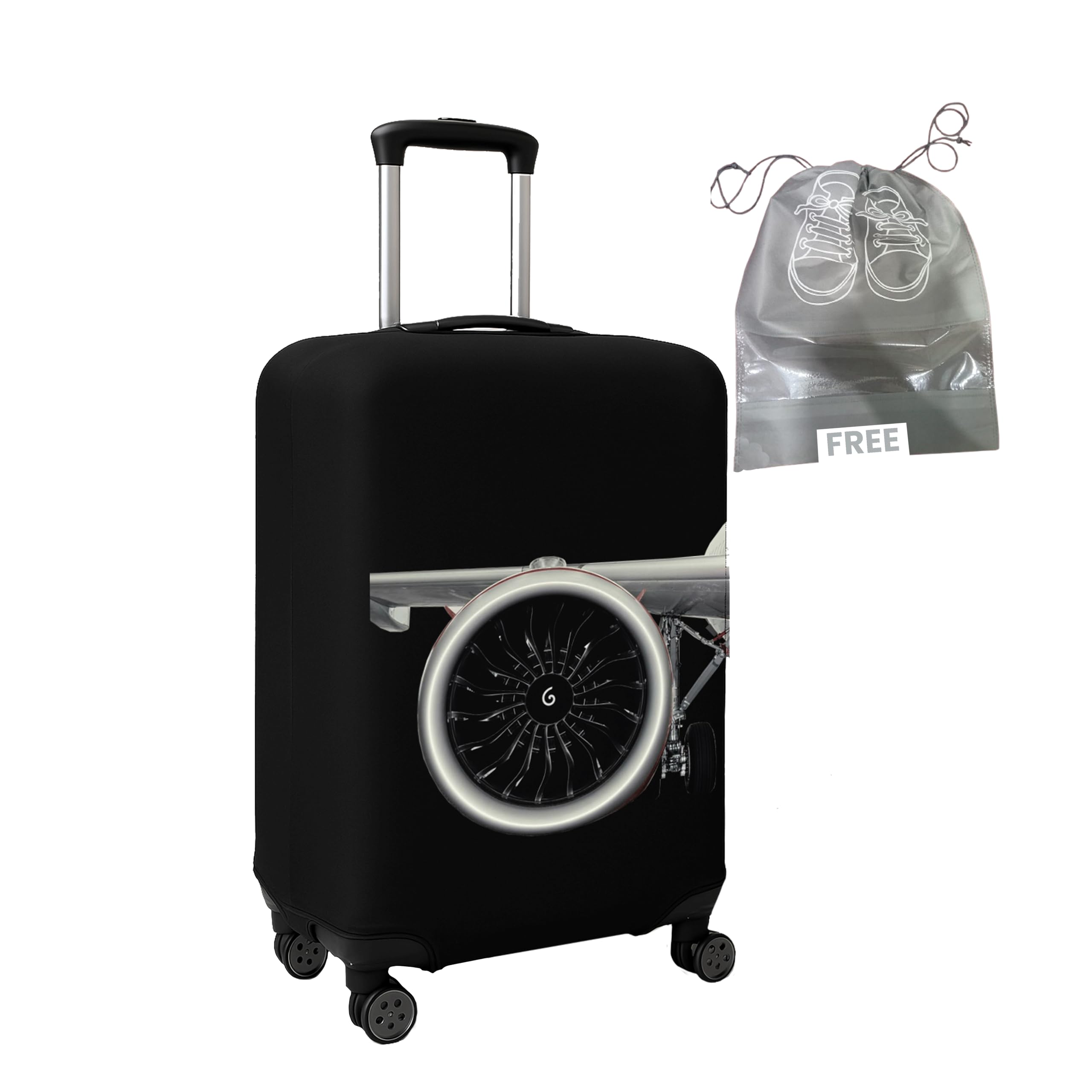 WanderWraps Spendex Polyester Protective Luggage Cover | Hard Luggage Trolley Bag Cover | Washable | Dust Proof | Stretchable | L - 28 inch | JetCore