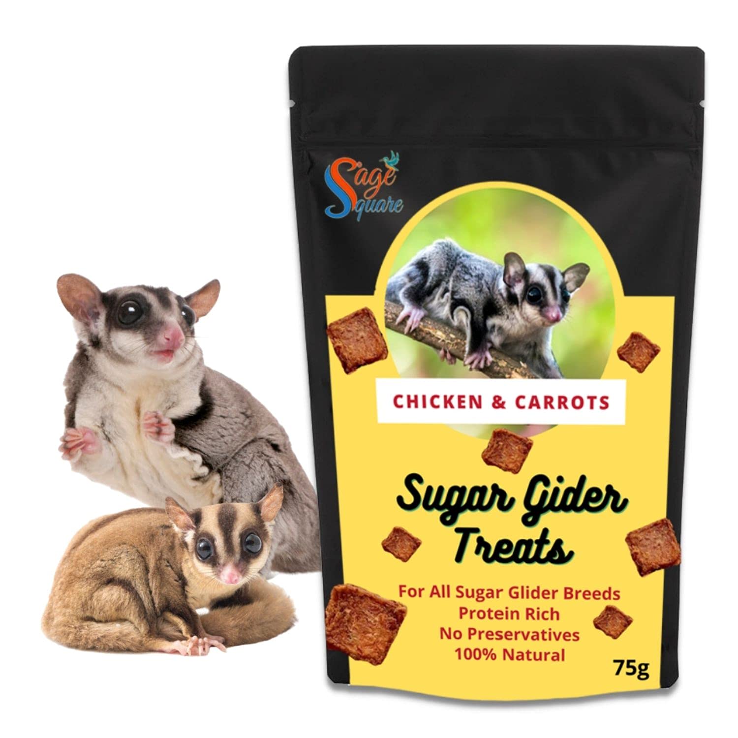 Sage Square Chicken & Carrot Sugar Glider Treat, Crunchy Protein Rich Snack (75g) (B092VXB7NG) Amazon Price History, Amazon Price Tracker