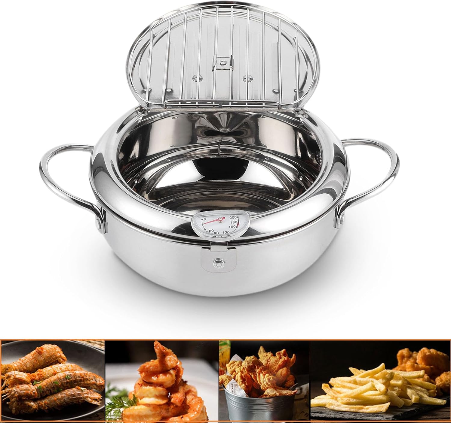 Japanese Deep Frying Pot, Tempura Frying Pot with Thermometer Induction