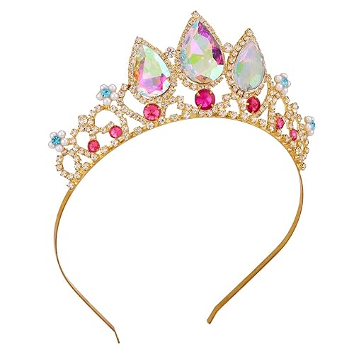 Miniatura 6 de Corona de princesa melocotón, disfraz de Rapunzel para mujer, tiara adulta y niña, tiara rosa, Vofler Aurora Princess Diaries Daisy Tangled