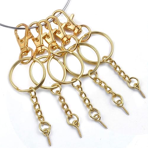 Miniatura 7 de Broches de pinza de langosta y llaveros con juego de cadena, 25 cierres giratorios con gancho a presión y 25 llaveros con cadena y pasadores de ojo