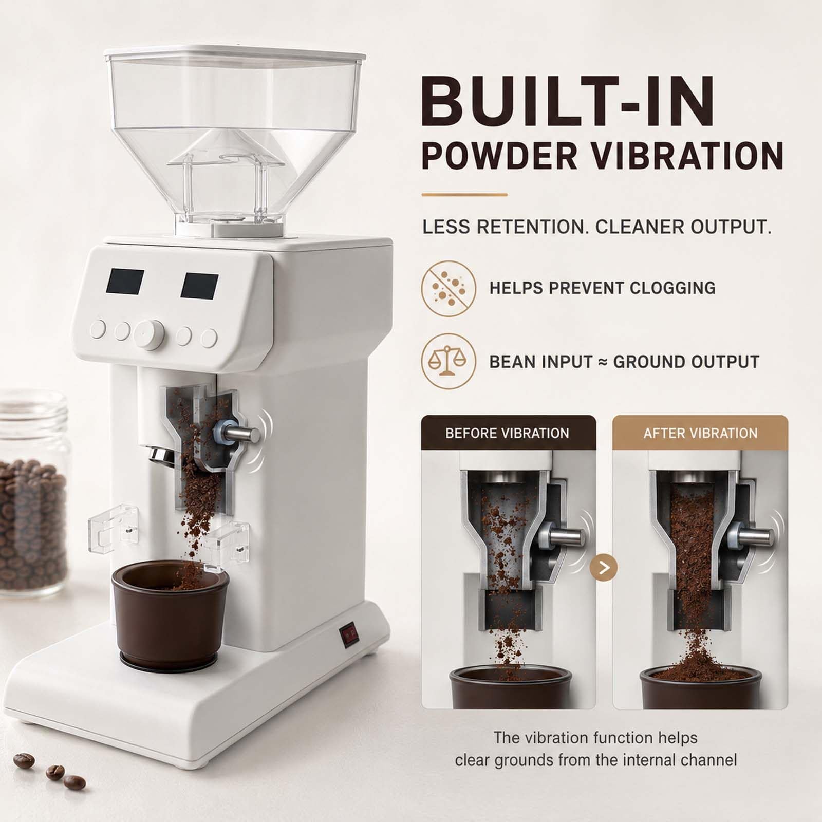 Molinillo de Espresso Profesional para Baristas Caseros, 120 Ajustes, 300 W Black | Muelas planas de 50 mm, molienda a baja temperatura de 1100 RPM, soporte de 58 mm, dosificación temporizada