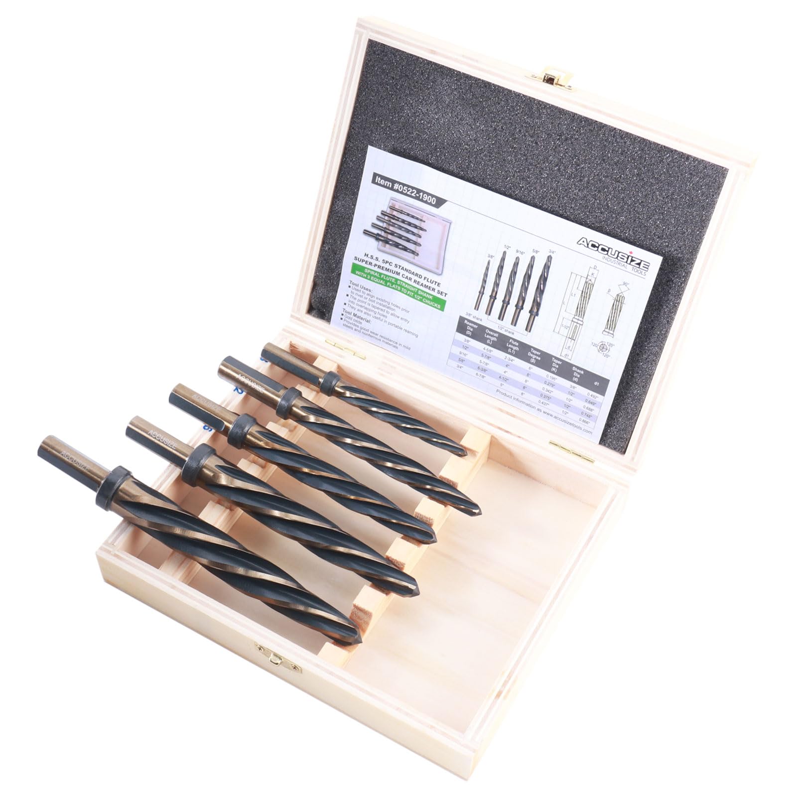 Accusize Reamer Set - 5 Sizes, Premium Quality -3