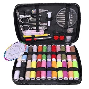 Marcoon - Kit da cucito con custodia, 130 pezzi, kit di aghi e filo con accessori da cucito e accessori per bambini, adulti, principianti, casa, viaggi, emergenza, con forbici, metro a nastro, infila