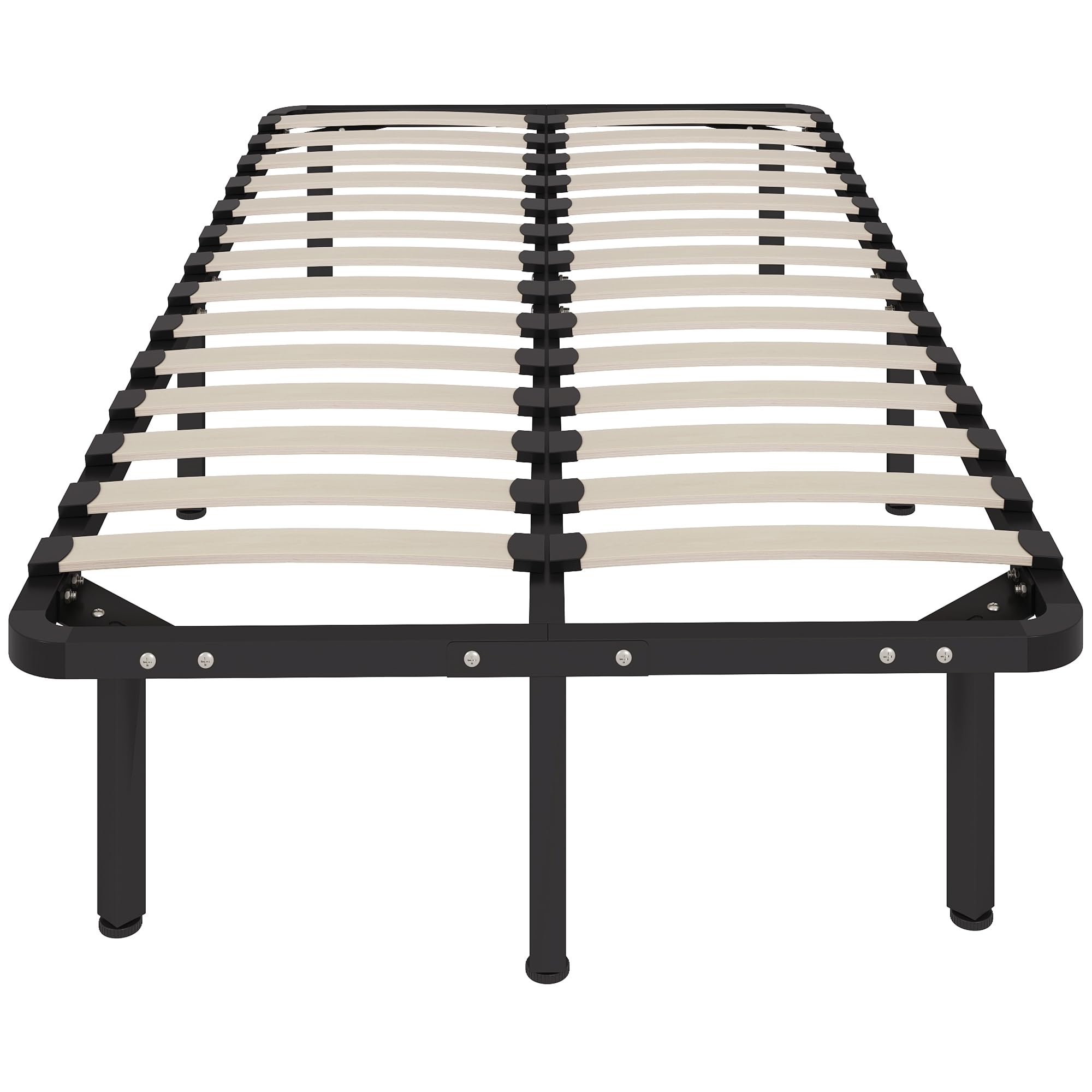 HOMCOM Struttura Letto Singolo 90x190 cm a 28 Doghe, Rete Letto Singolo in Legno con Struttura in Acciaio e Spazio Contenitore Inferiore, per Camera da Letto, Montaggio Facile, Altezza 31cm, Nero