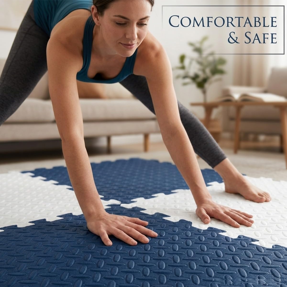 Tappeto Palestra Tappetino Protettivo Fitness Antiscivolo per Attrezzi Fitness Isolante Acustico e Antivibrante per Yoga Pilates ed Esercizi Sottopattino 60 * 60 * 2.5cm 4 Pezzi