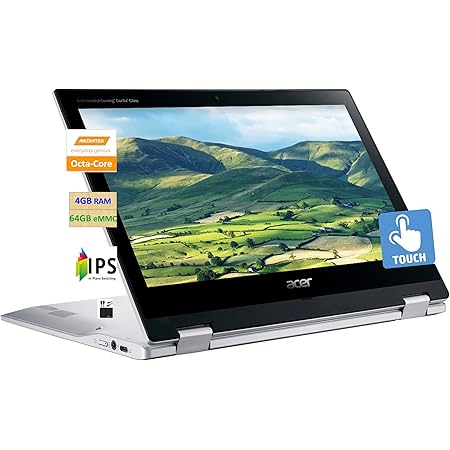 Acer 2023 Newest X360 Chromebook Spin 2-in-1 Convertible Laptop Student Business,8-Core MediaTek MT8183C Processor,11.6‘ HD Touch IPS,4GB RAM,64GB eMMC,WiFi 5,Chrome OS+MarXSolCables,Pure Silver