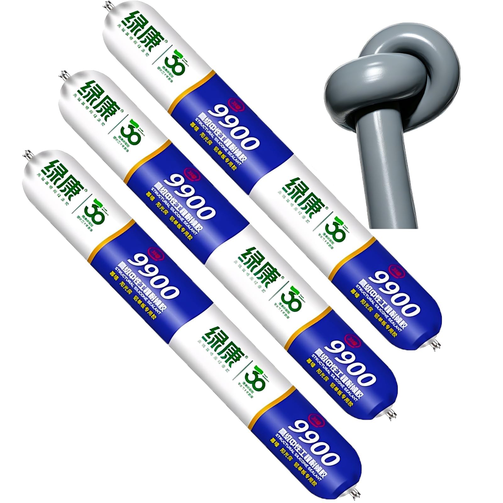 9900 Sealant Waterproof, 9900 Silikondichtmittel Wasserdicht, Elastischer Sealant zur Reparatur von Dach- und Wandrissen, Hohe Hitzebeständigkeit und Reißfestigkeit (Grau, 3PCS)