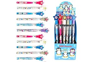 TINYMILLS 24 Pcs Penguins Multi Point Stackable Push Pencil Assortment with Eraser...