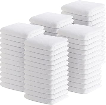 Buryeah 100 Pieces Cotton Washcloths 100% Ring Spun Cotton Wash Cloths Bulk Absorbent and Soft Feel White Towels for Bathroom, Spa, Gym and Face Cleaning 12 x 12 Inches