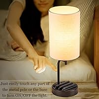 Vista 6 de Dreamholder Lámpara de mesa USB con control táctil, lámpara de escritorio regulable de 3 vías con puertos de carga USB C y A y salida de CA, lámpara