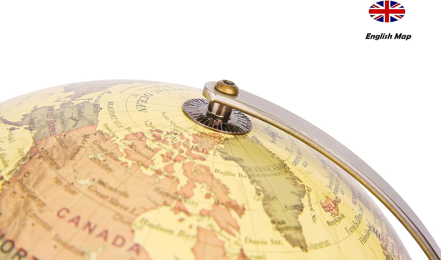 Exerz 12" World Globe Antique Metal Arc and Base Bronzed colour - Educational Geographic Earth Globe - Modern Map in Vintage Color