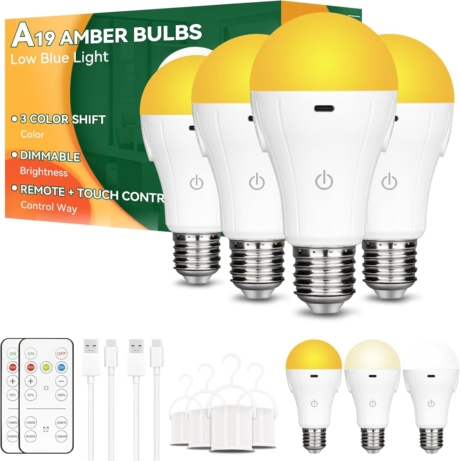 Neporal MagicGlow Rechargeable Light Bulbs with Remote – Battery Operated, No Outlet Needed, USB Powered, Cordless & Dimmable, Ideal for Bedroom, Nursery, Sleep Lighting, 4 Count