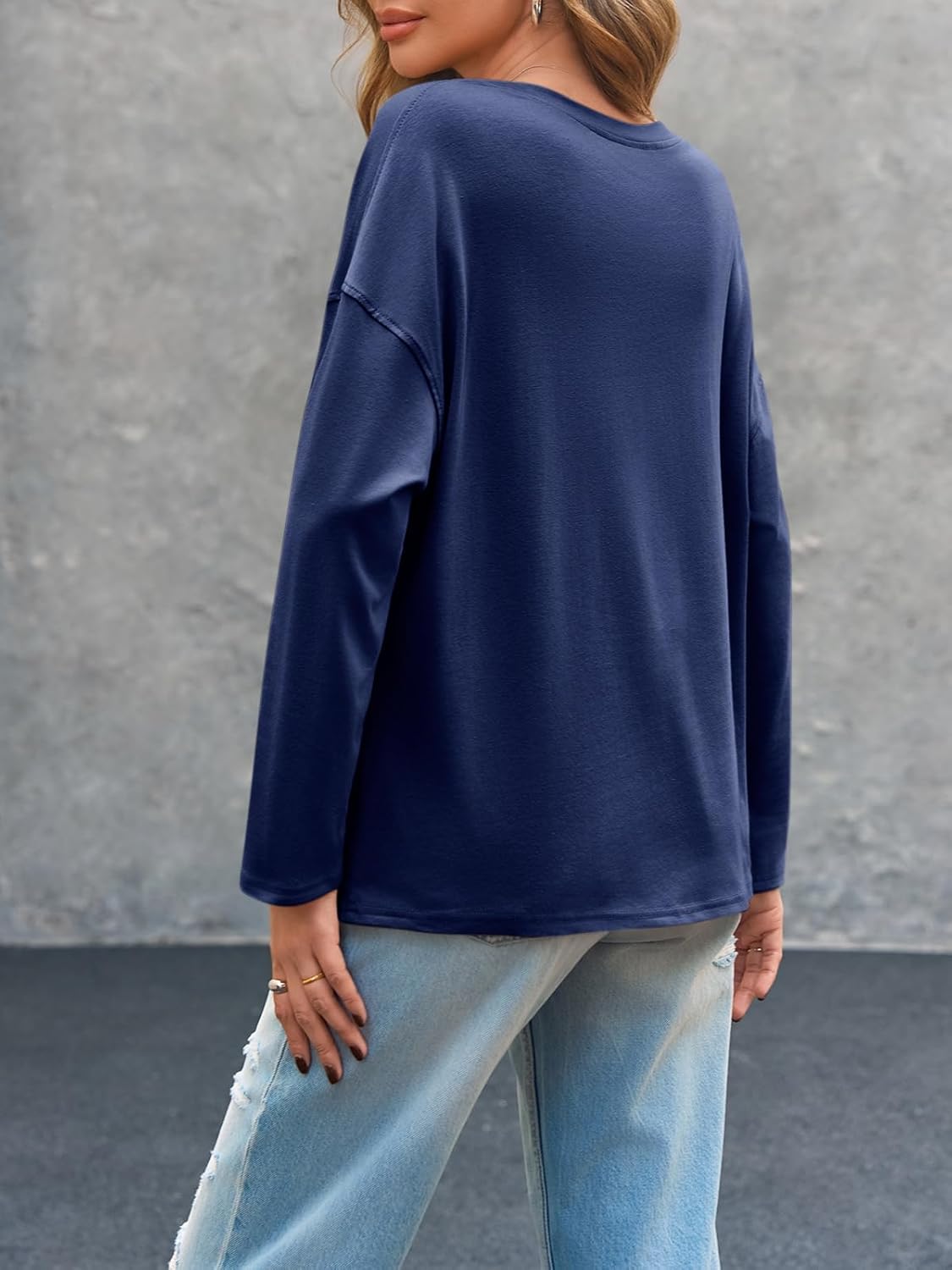 Cicy Bell Womens Oversized Long Sleeve T Shirts Casual Crewneck Trendy Tunic Tops 2025 Loose Fit Basic Tees - Image 2