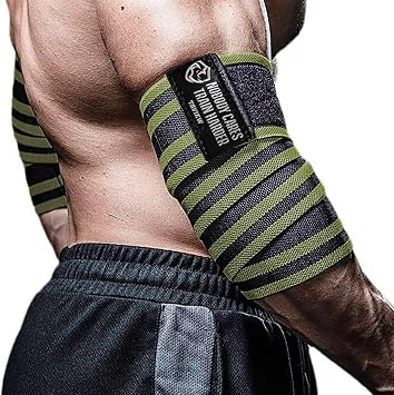 TAVIEW Elbow Wraps for Weightlifting 1 Pair, 47" Elastic Elbow Support & Compression Powerlifting, Fitness, Cross Training & Gym Workout - Elbow Straps for Weight Lifting