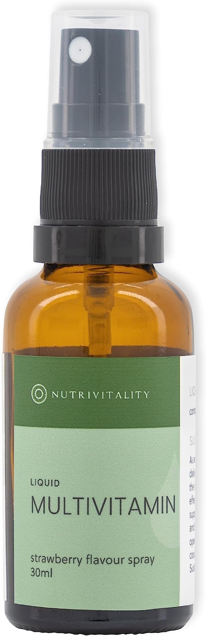 Nutrivitality Liquid Multivitamin Spray 30 ml - 60 Servings - Immune Support - Brain Health - Reduces Tiredness - Vitamin A - Vitamin C, B Vitamins, Vitamin D3, Vitamin K2 - Strawberry Flavour