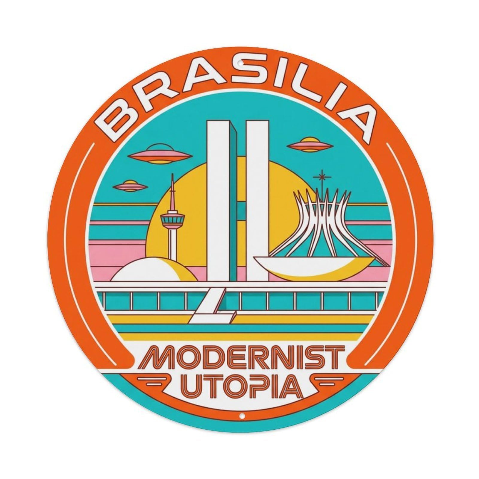 Vintage Travel Brazil Brasilia Metal Tin Sign